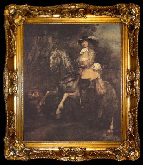 framed  REMBRANDT Harmenszoon van Rijn portrait of Frederick Ribel on horseback (mk33), Ta009-2
